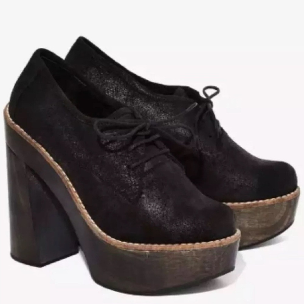 FREEBIRD Piper Suede Leather Platform Lace Up Mary Jane Heels
